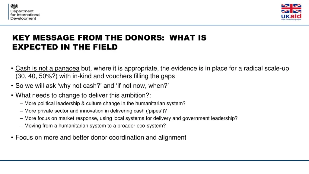 key message from the donors what is expected