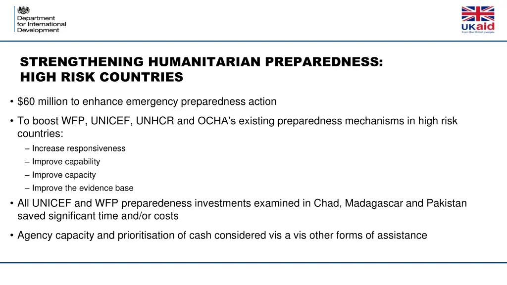 strengthening humanitarian preparedness high risk