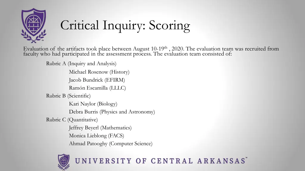 critical inquiry scoring