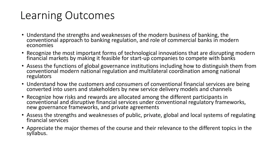 learning outcomes
