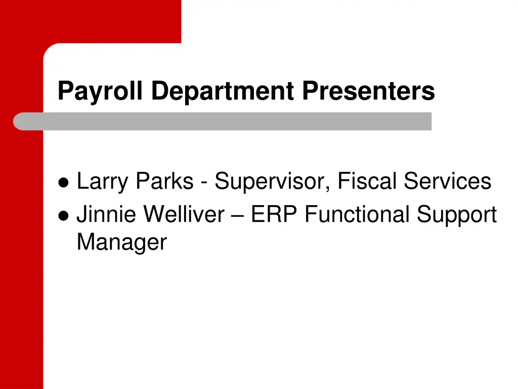 payroll department presenters