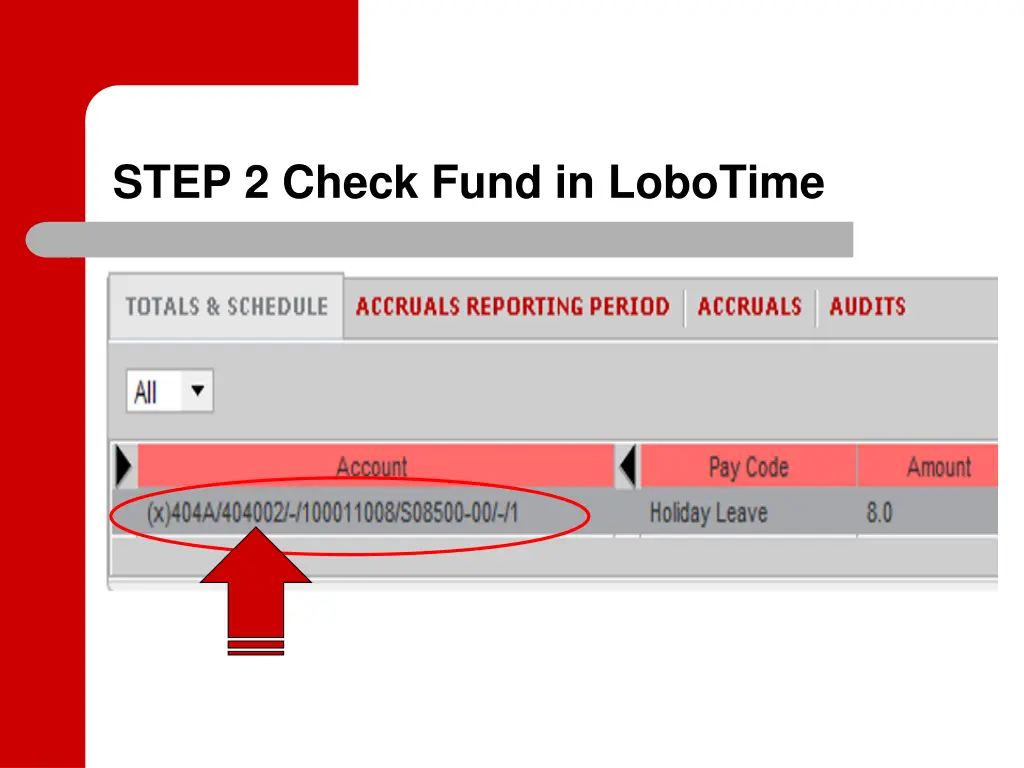 step 2 check fund in lobotime
