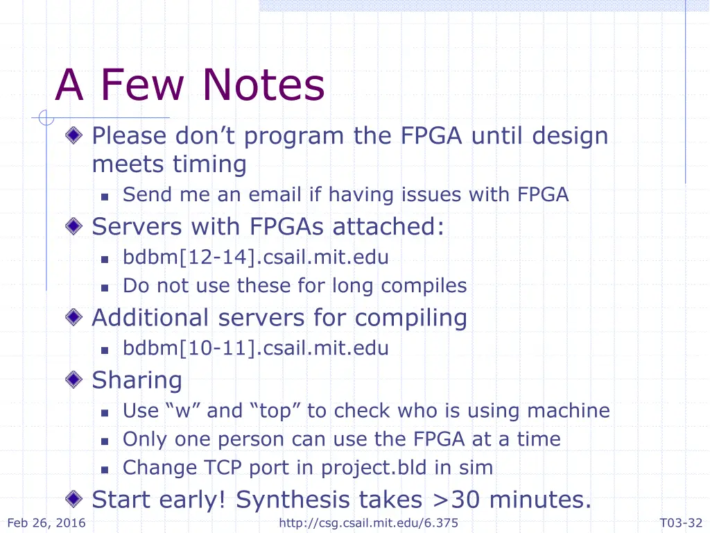 a few notes please don t program the fpga until