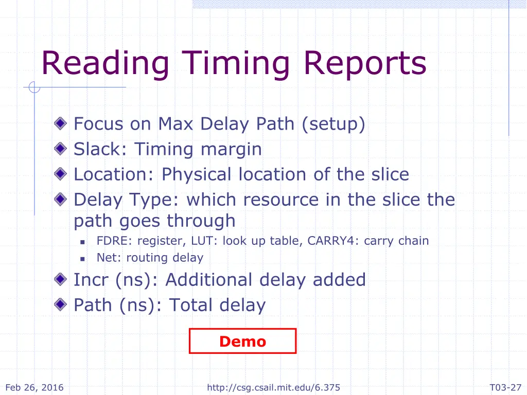 reading timing reports