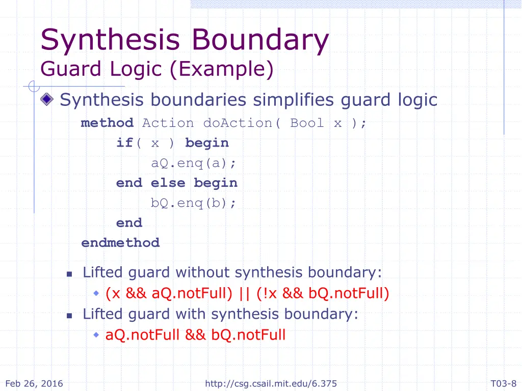 synthesis boundary guard logic example synthesis