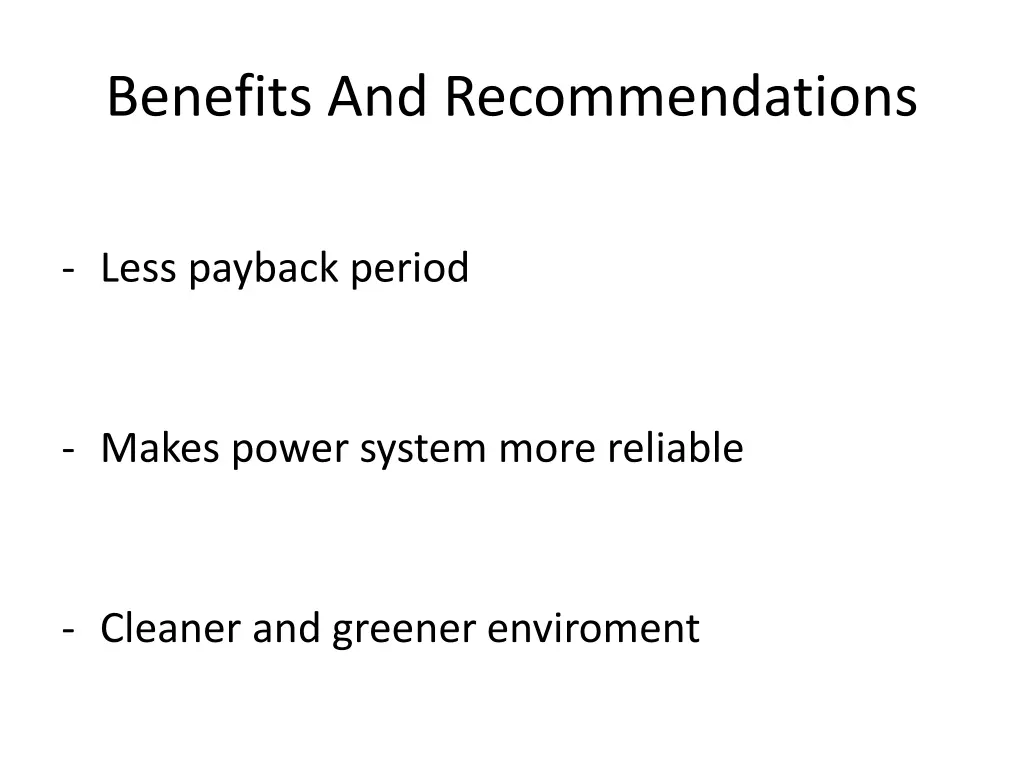 benefits and recommendations