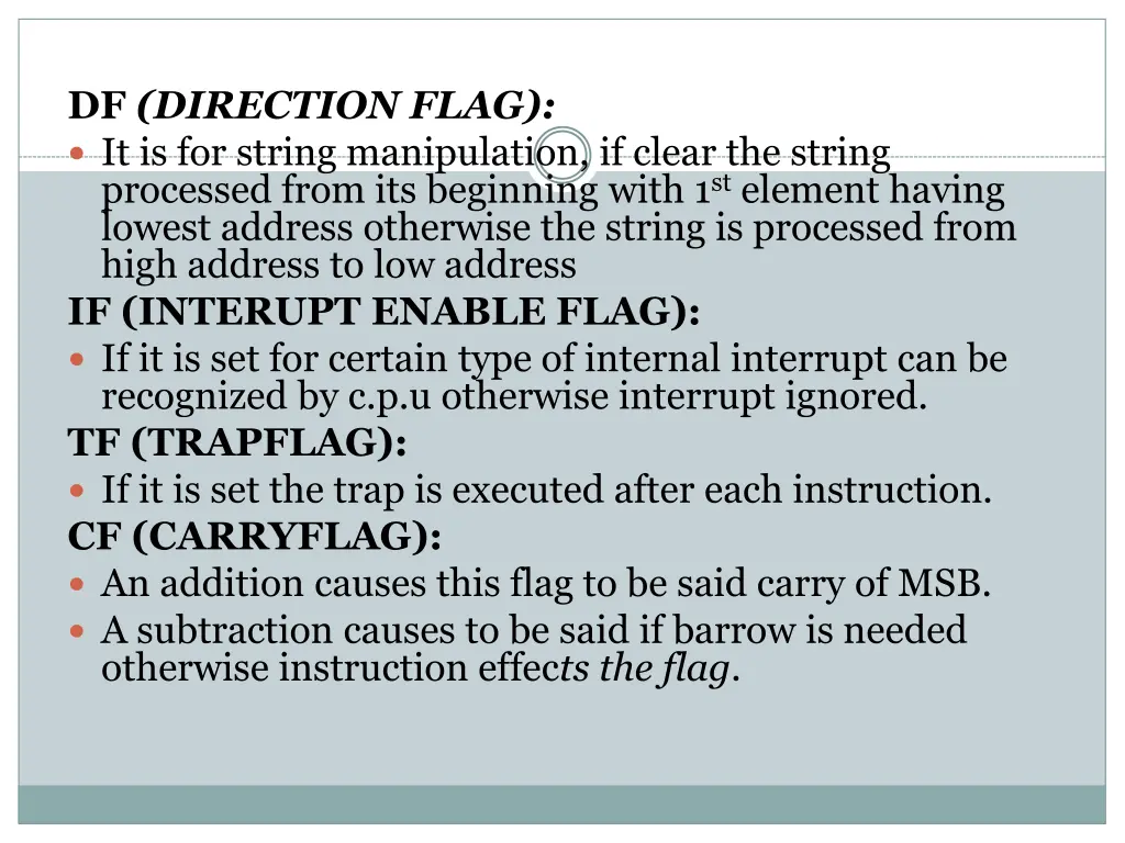 df direction flag it is for string manipulation