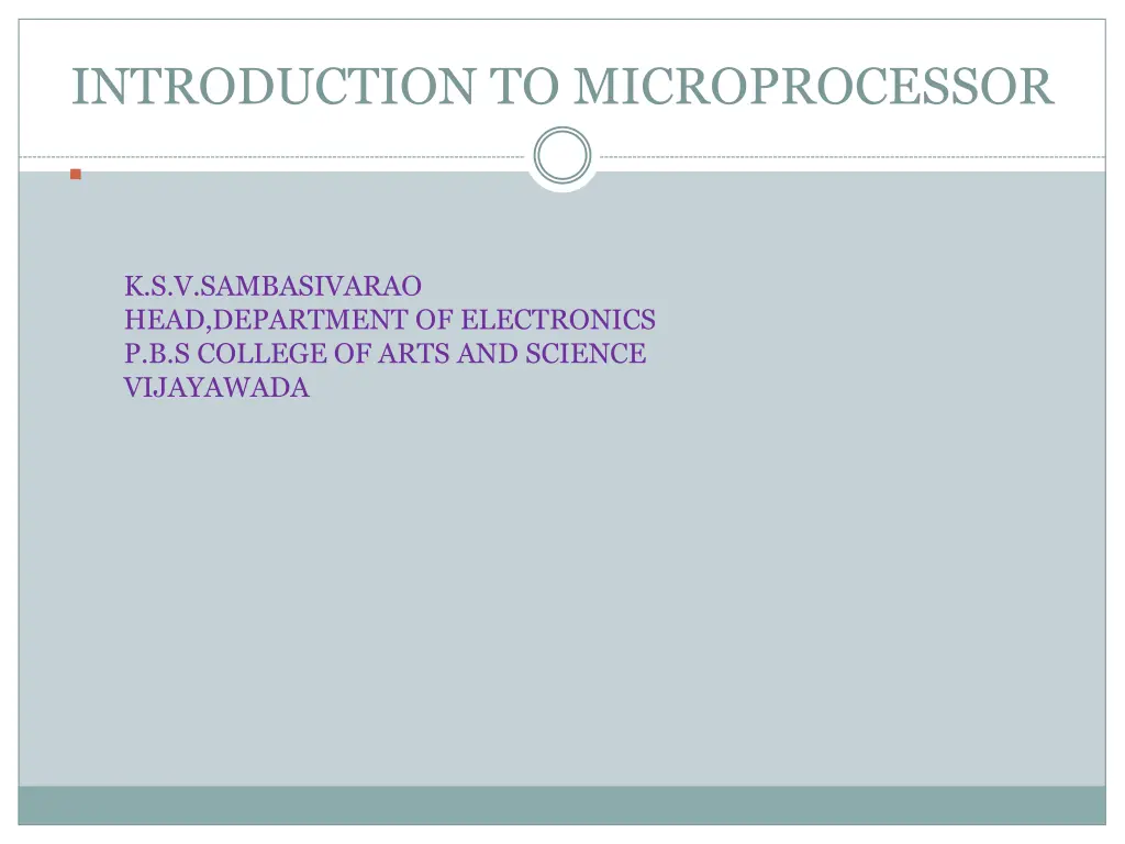 introduction to microprocessor