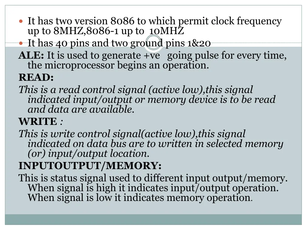 it has two version 8086 to which permit clock