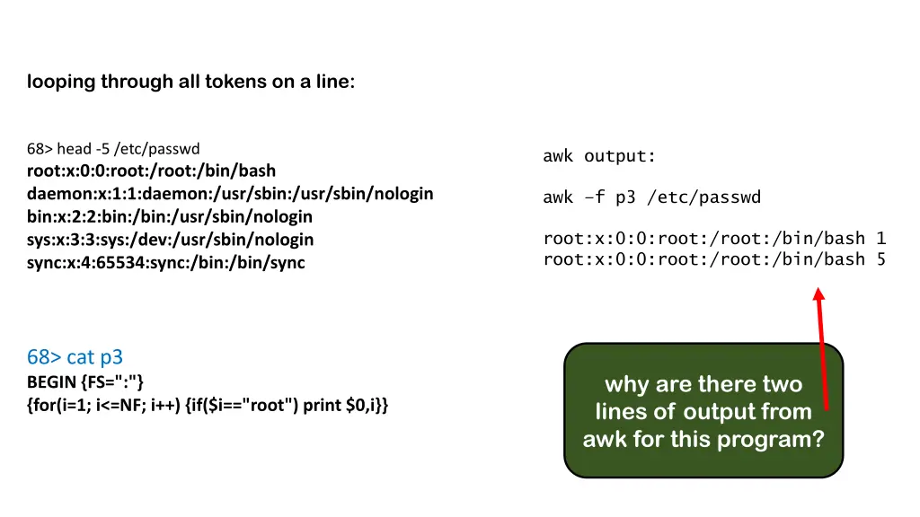 looping through all tokens on a line