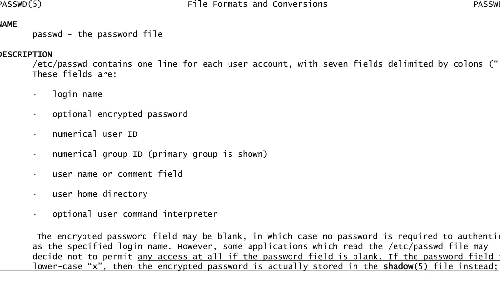 passwd 5 file formats and conversions passwd 5