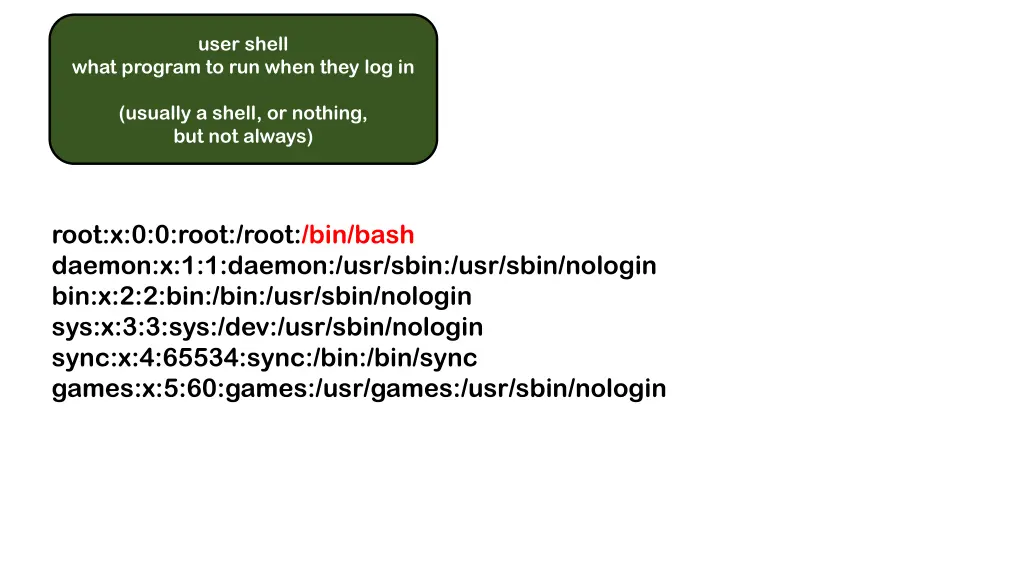 user shell