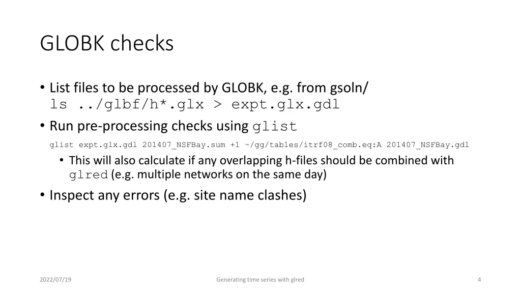 globk checks