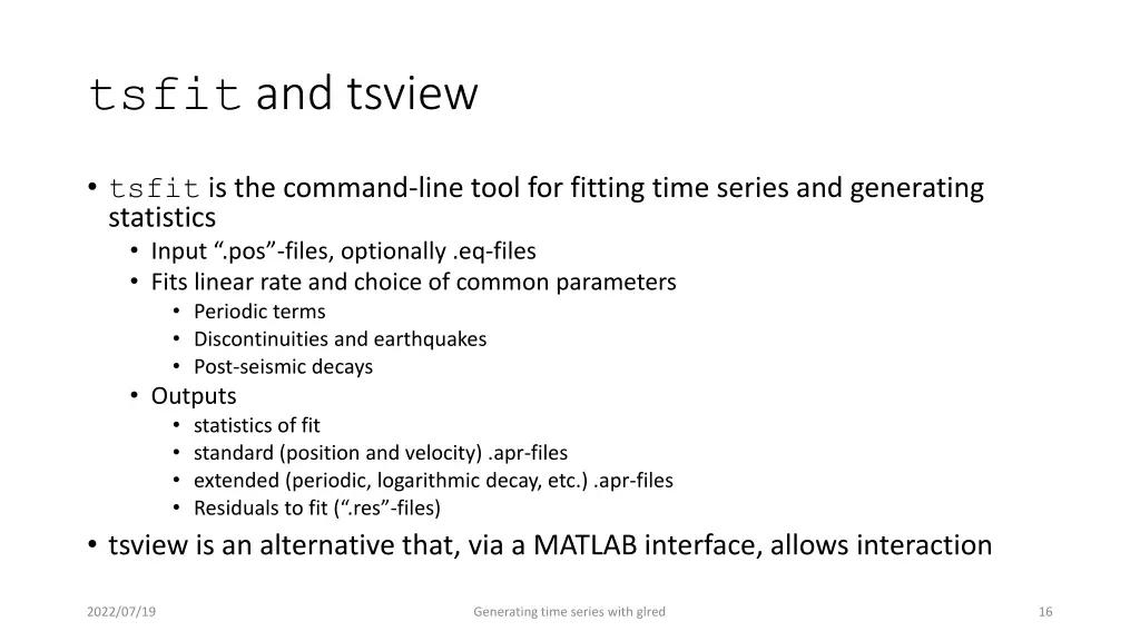 tsfit and tsview