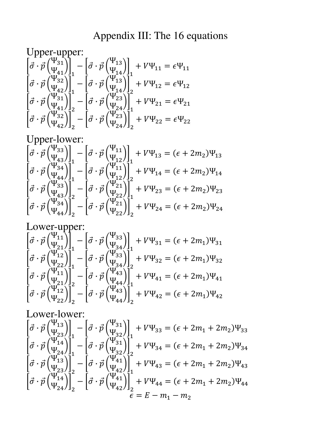 appendix iii the 16 equations