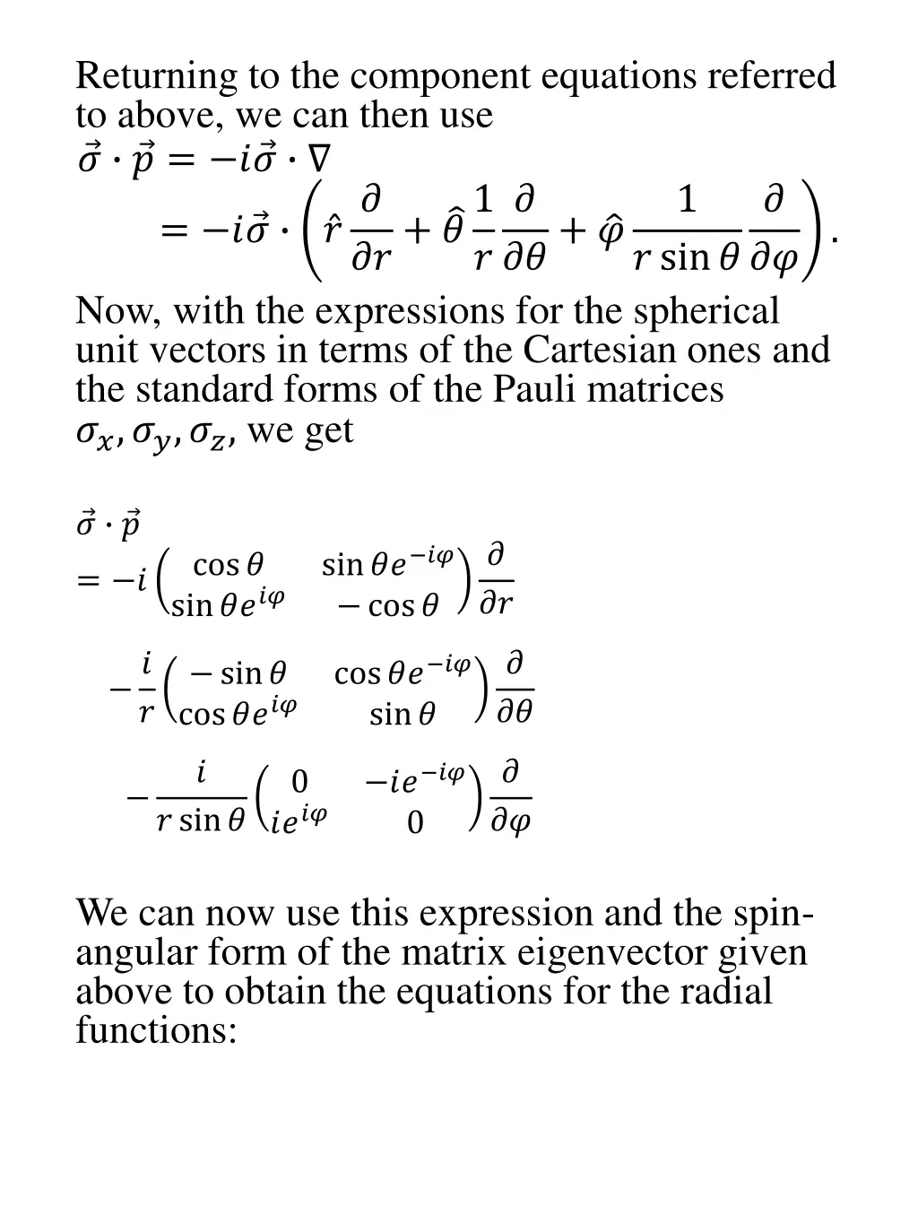 returning to the component equations referred