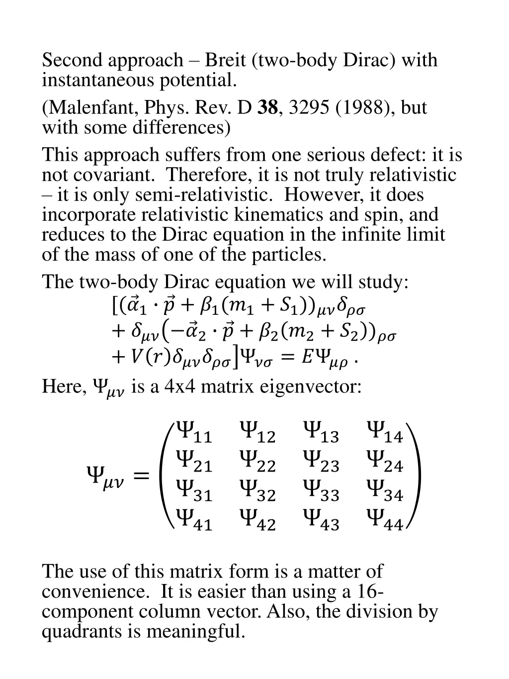 second approach breit two body dirac with