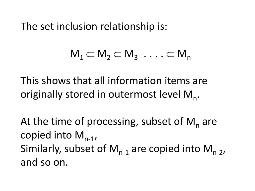 the set inclusion relationship is