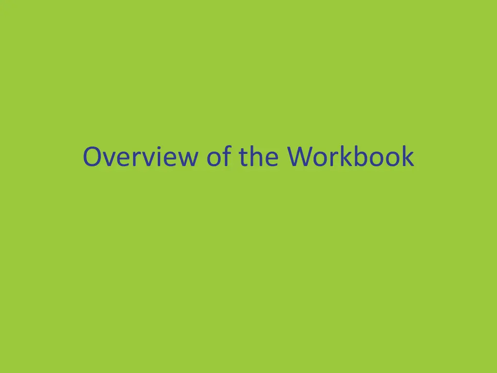 overview of the workbook