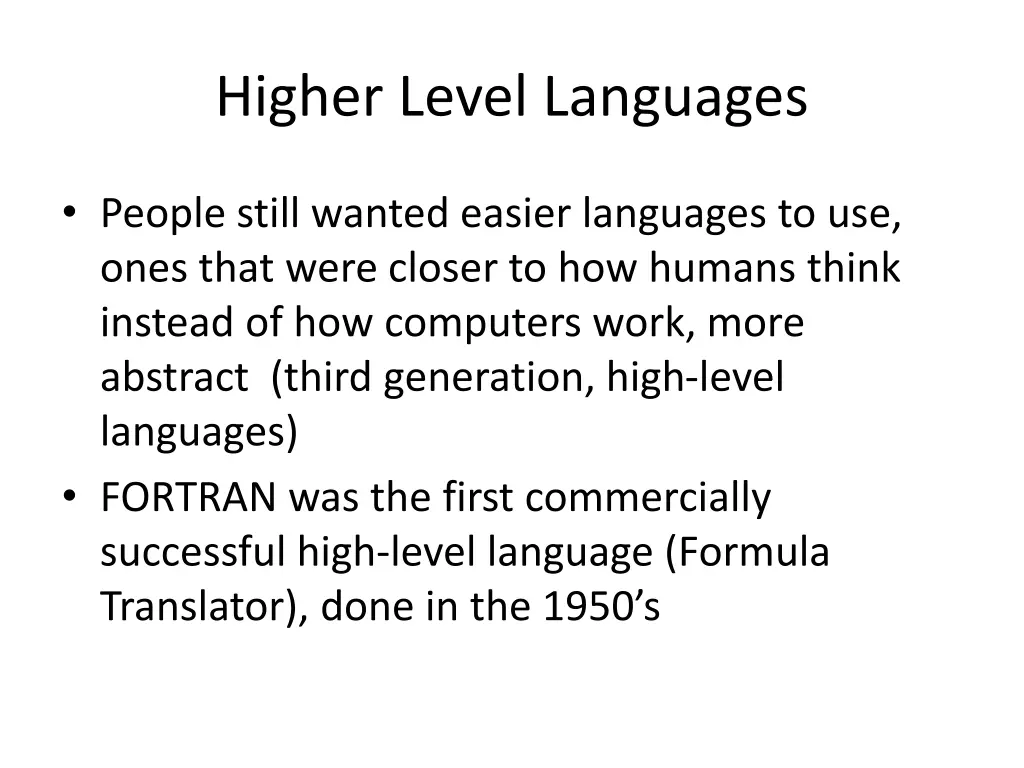 higher level languages