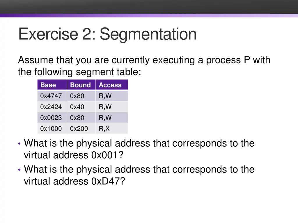 exercise 2 segmentation