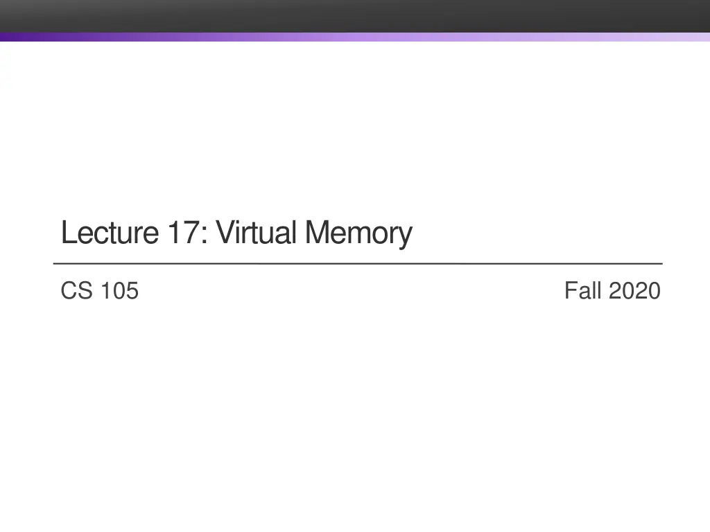 lecture 17 virtual memory