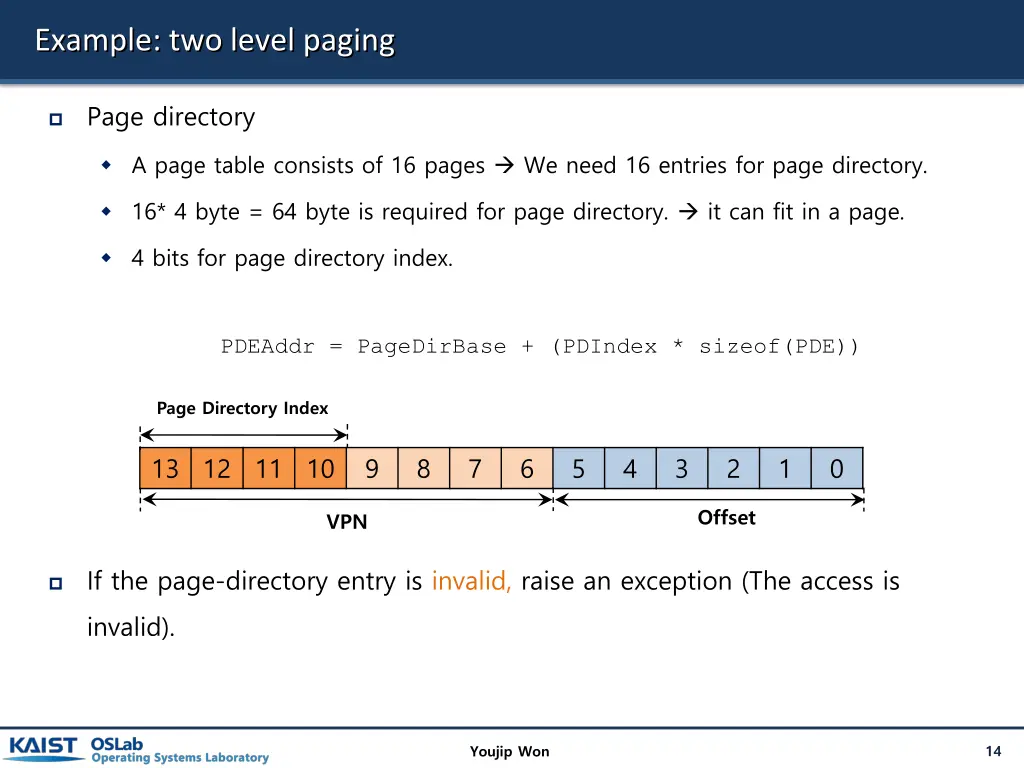 example two level paging