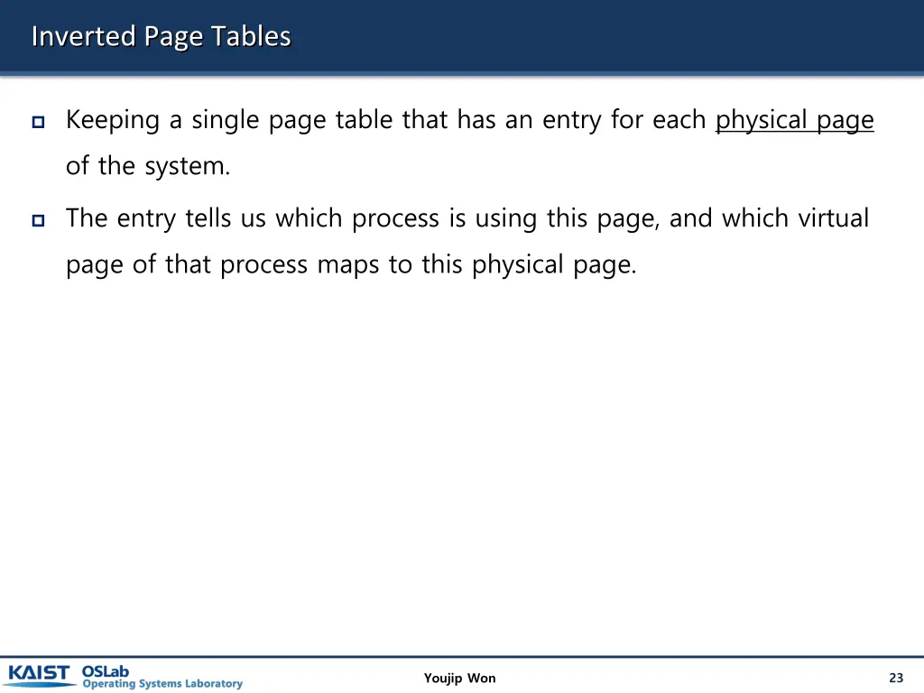 inverted page tables