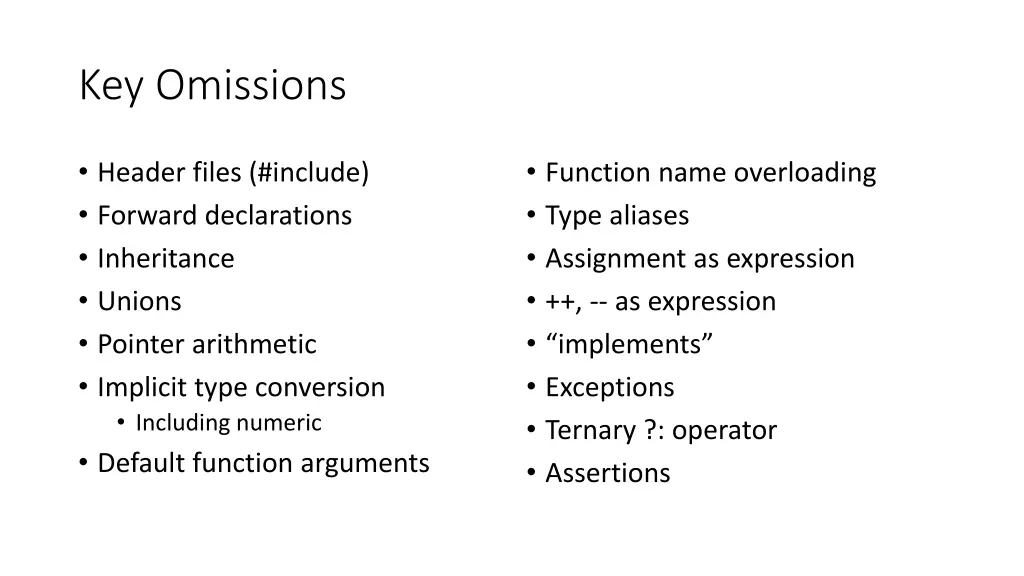key omissions
