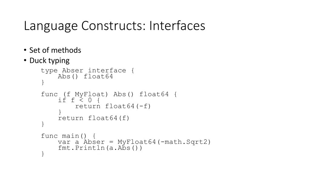 language constructs interfaces