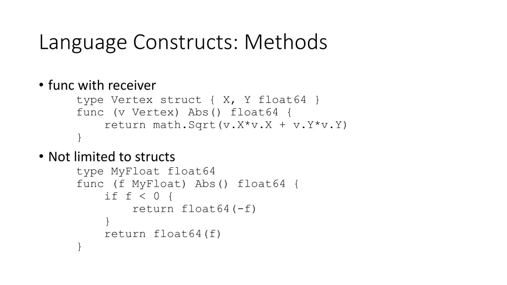 language constructs methods