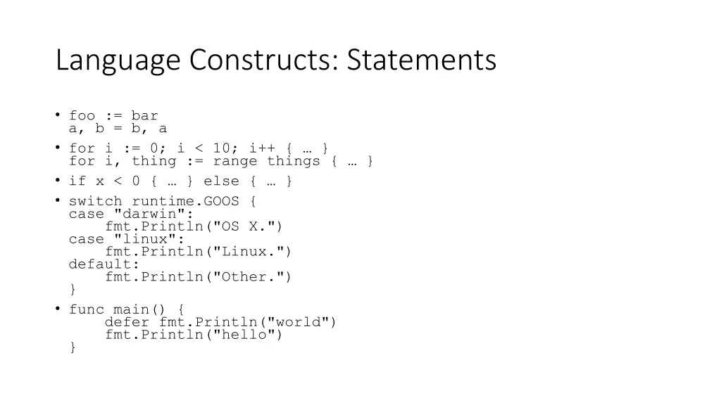 language constructs statements