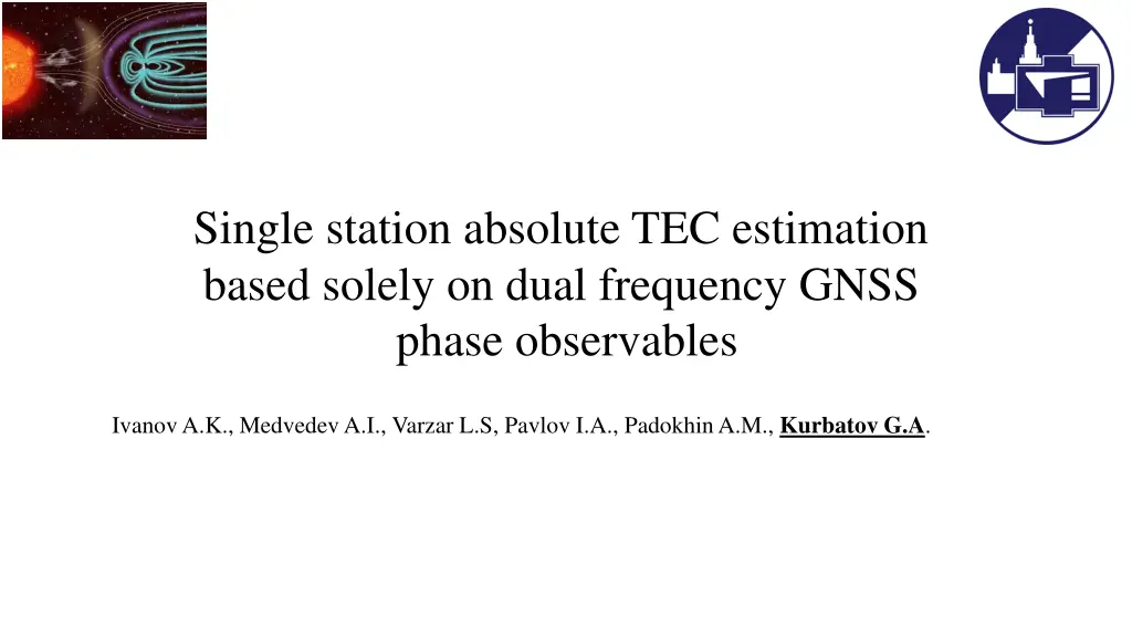 single station absolute tec estimation based
