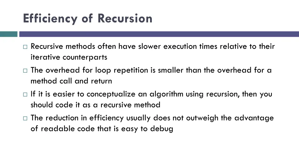 efficiency of recursion