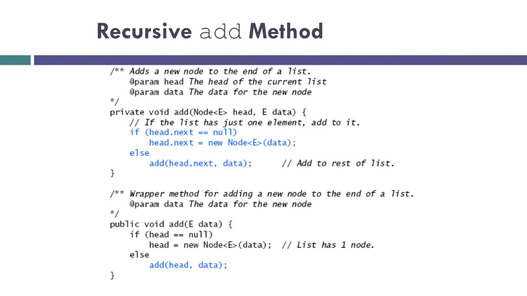 recursive add method