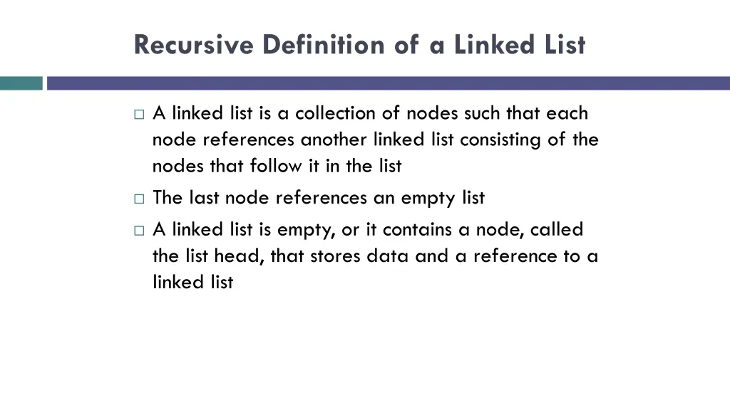 recursive definition of a linked list