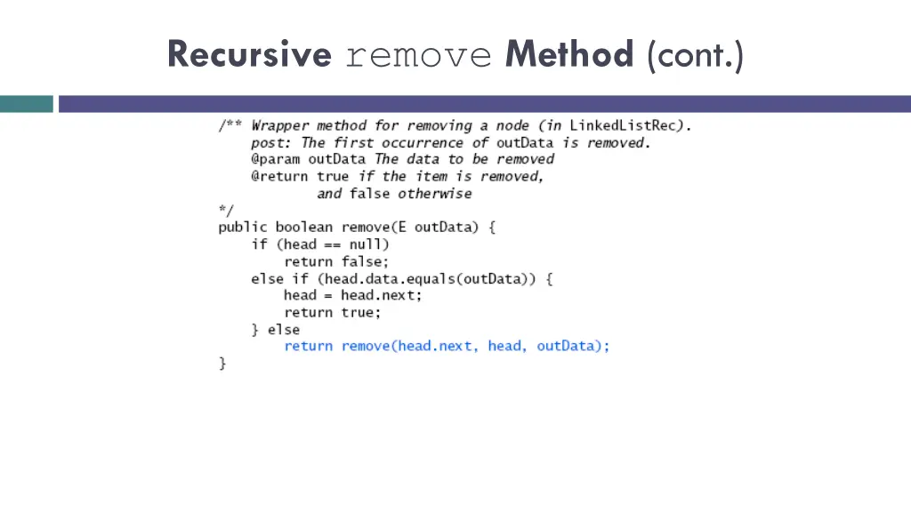 recursive remove method cont