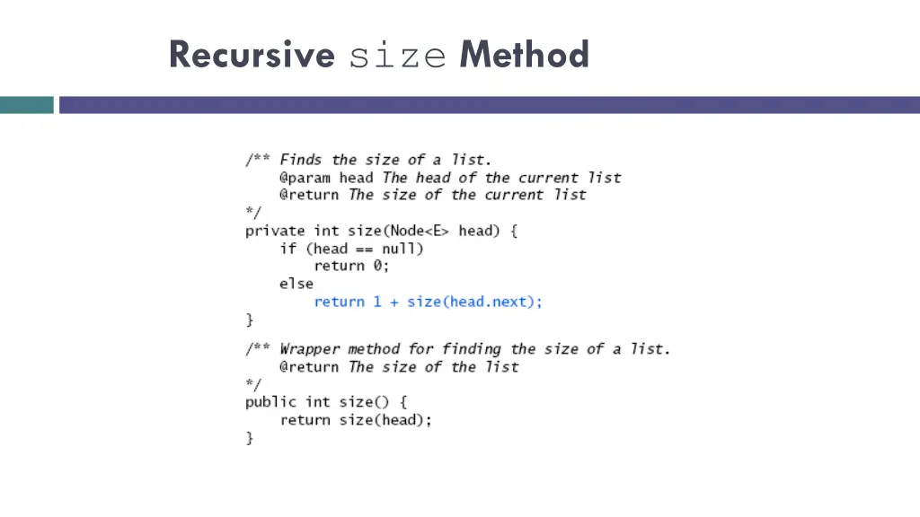 recursive size method