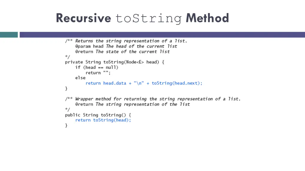 recursive tostring method
