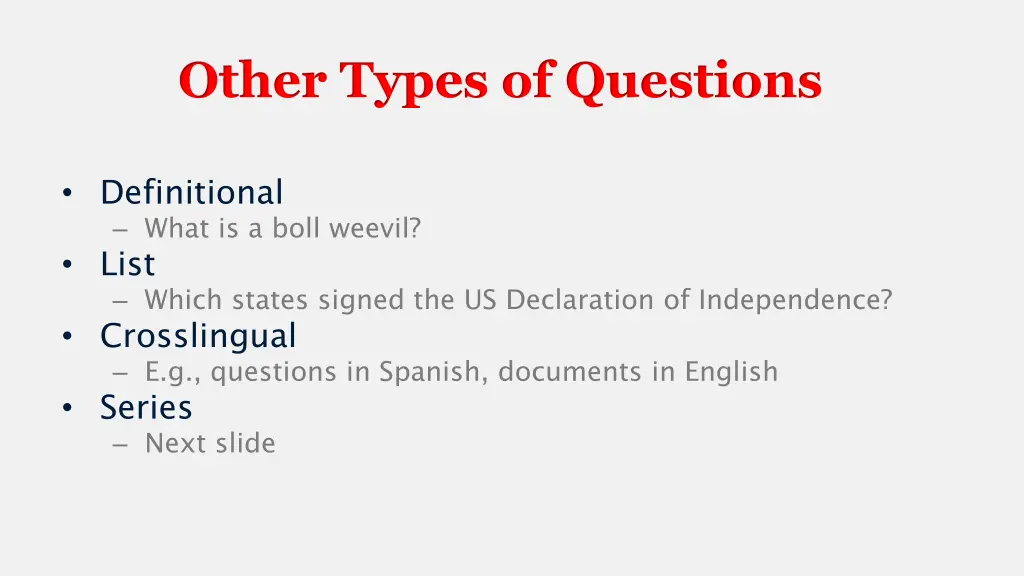 other types of questions