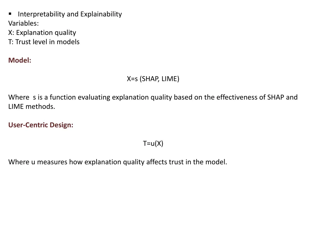 interpretability and explainability variables