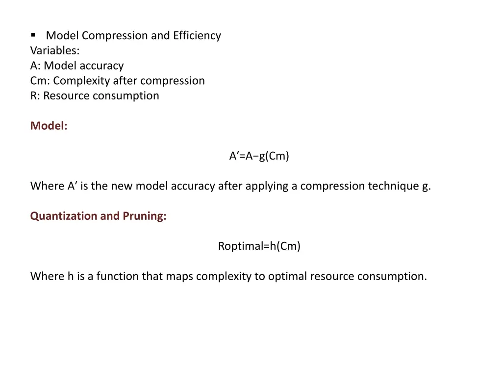 model compression and efficiency variables