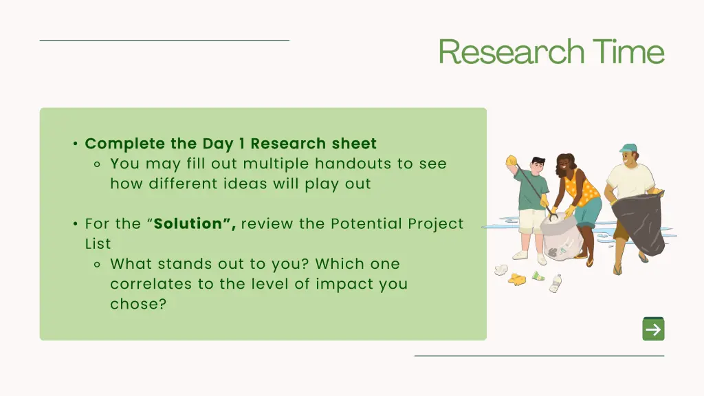 complete the day 1 research sheet complete