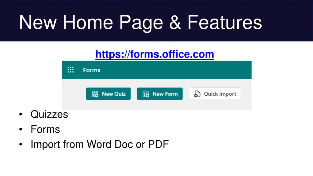 new home page features