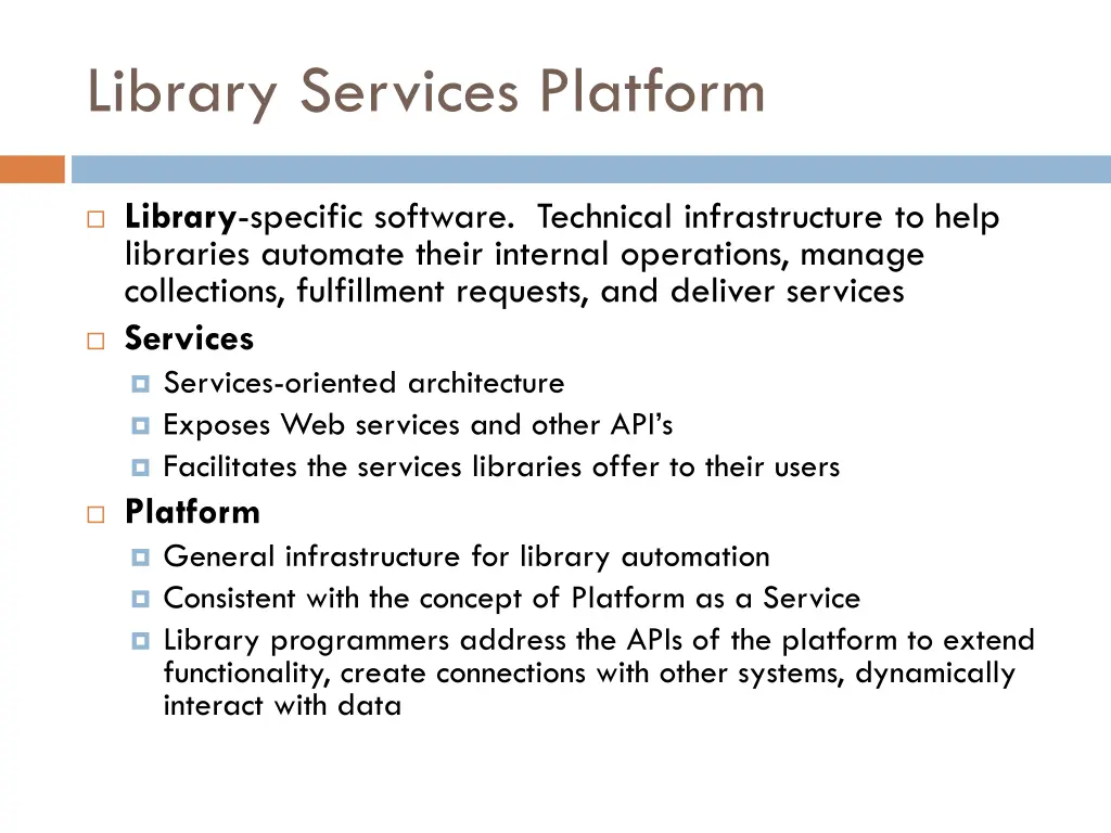 library services platform