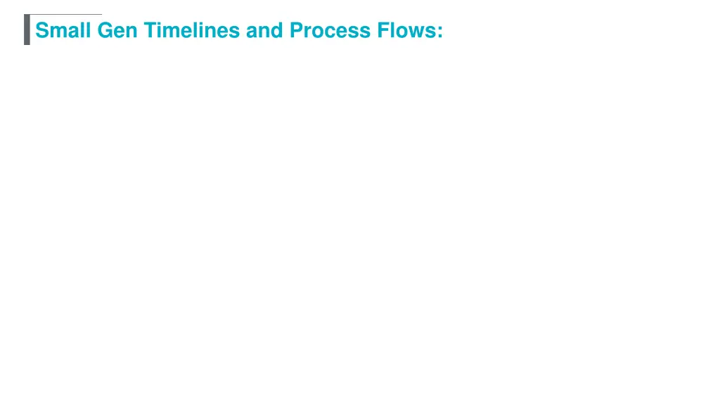 small gen timelines and process flows