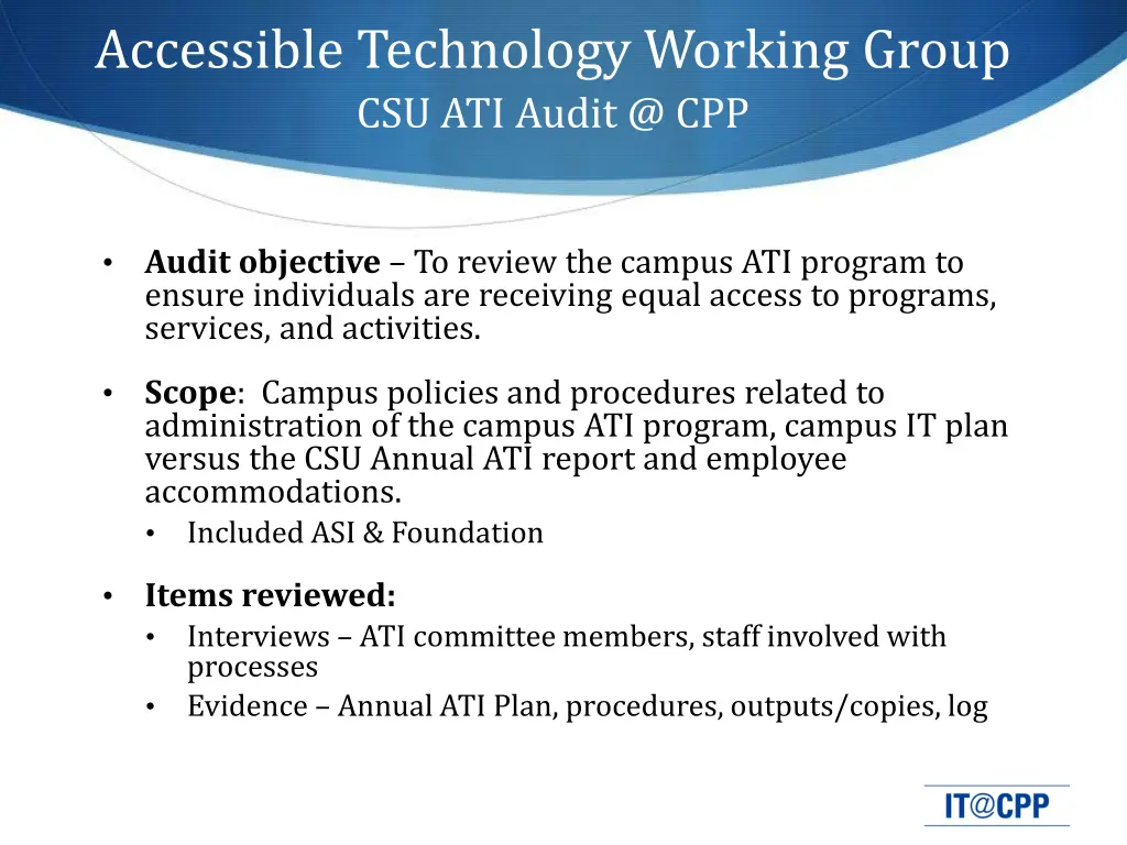 accessible technology working group csu ati audit