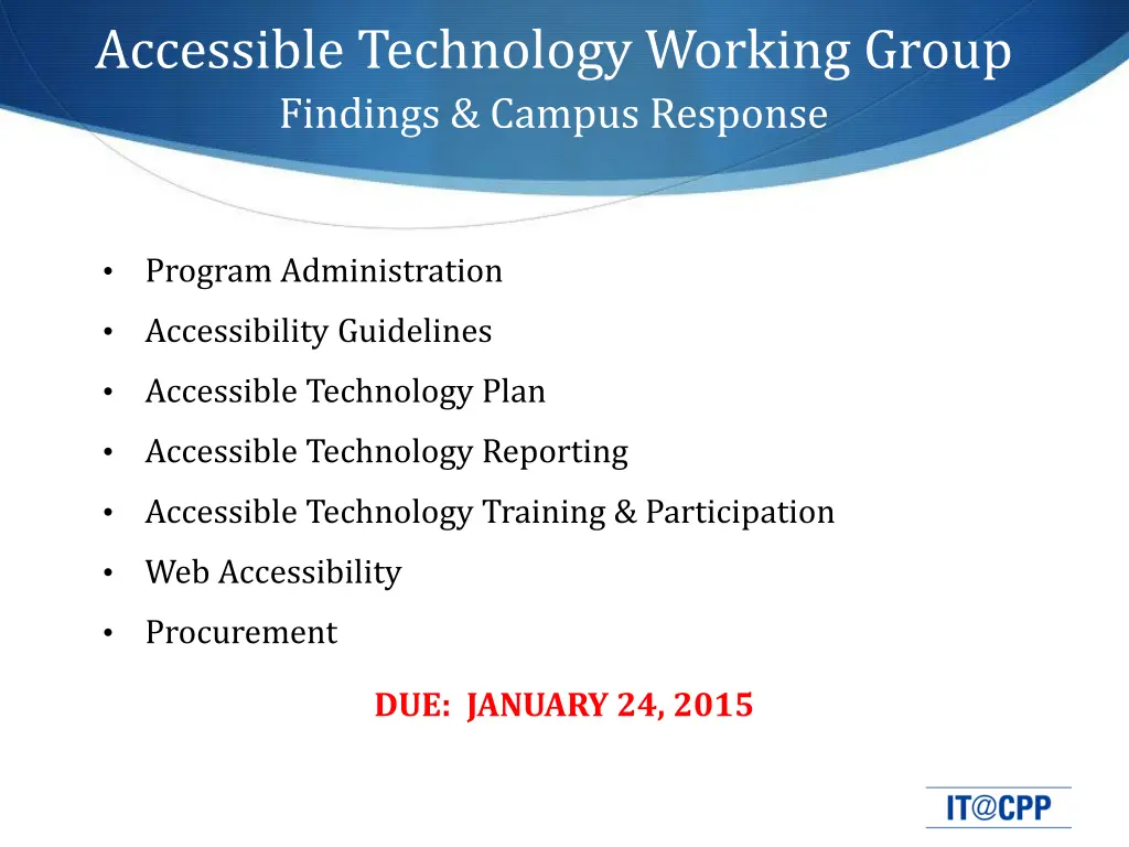 accessible technology working group findings