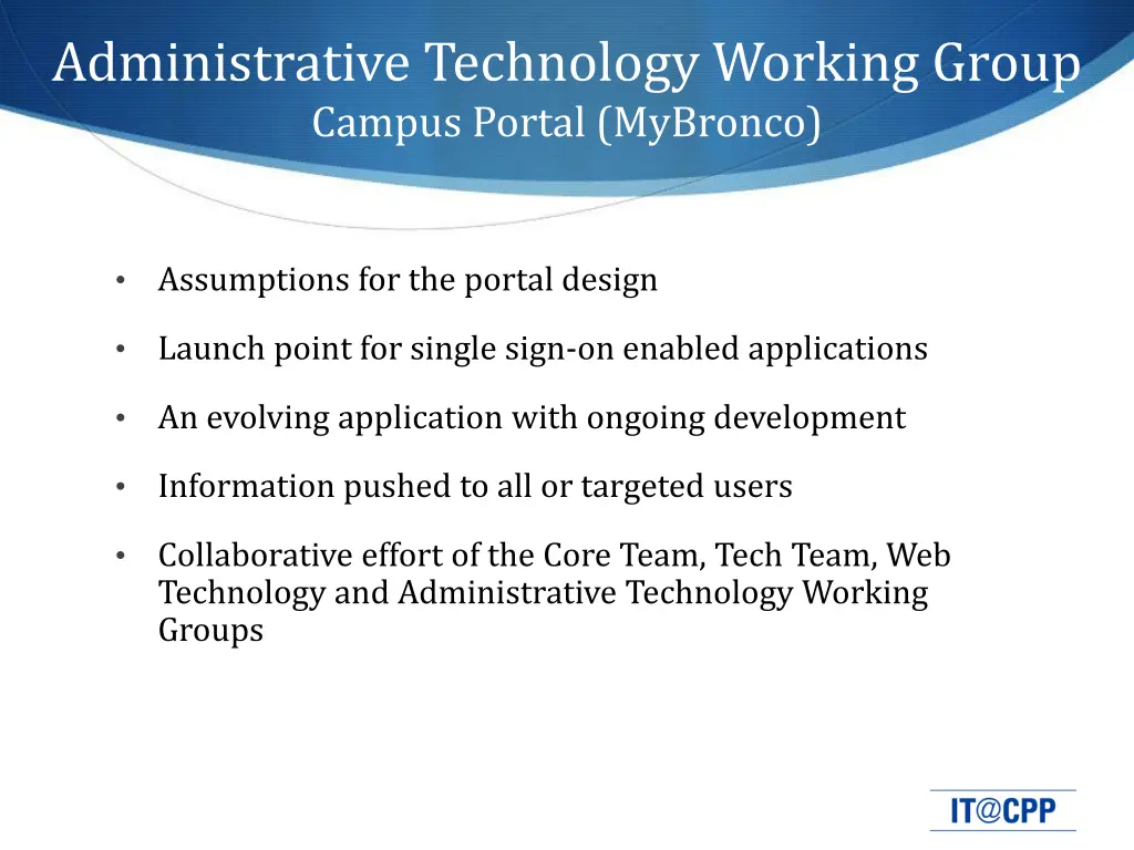 administrative technology working group campus