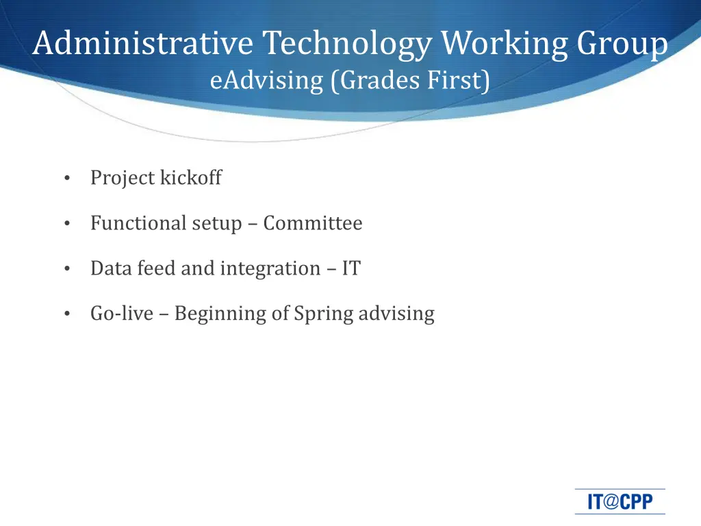 administrative technology working group eadvising